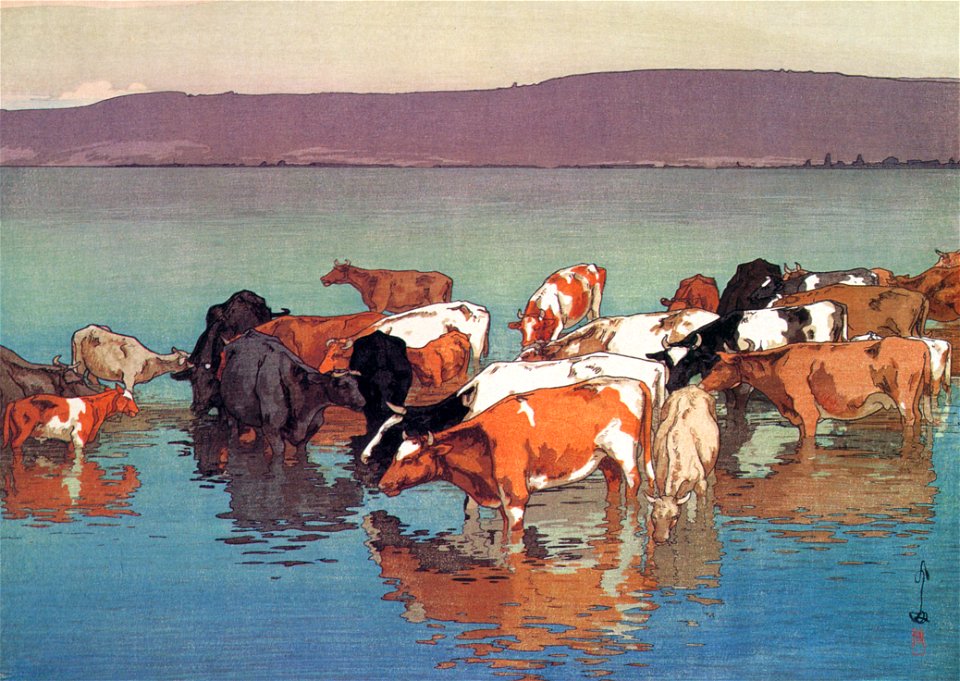 Yoshida Hiroshi – Noon Rest at Numazaki Pasture [from Fukuoka Art Museum]