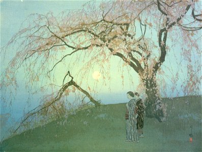 Yoshida Hiroshi – Kumoi Cherry Trees [from Fukuoka Art Museum]. Free illustration for personal and commercial use.