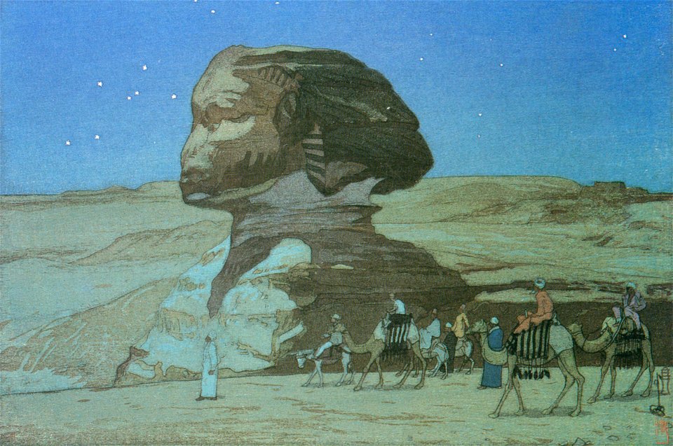 Yoshida Hiroshi – The Sphinx at Night [from Fukuoka Art Museum]. Free illustration for personal and commercial use.