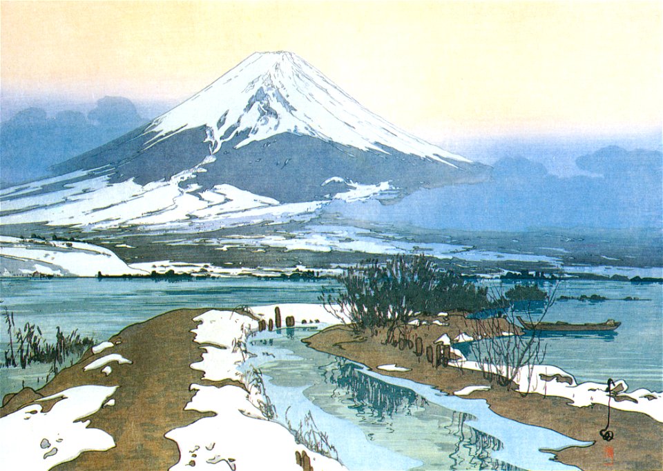 Yoshida Hiroshi – Ten Views of Mt. Fuji “Mt. Fuji from Lake Kawaguchi” [from Fukuoka Art Museum]