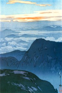 Yoshida Hiroshi – Twelve Scenes of the Japan Alps “Sunrise of Mt.Eboshidake” [from Fukuoka Art Museum]. Free illustration for personal and commercial use.
