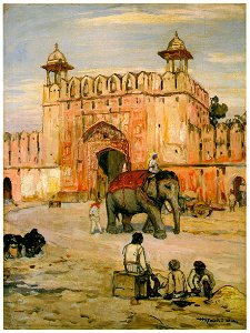 Yoshida Hiroshi – The Ajmer Gate in Jaipur [from Fukuoka Art Museum]. Free illustration for personal and commercial use.
