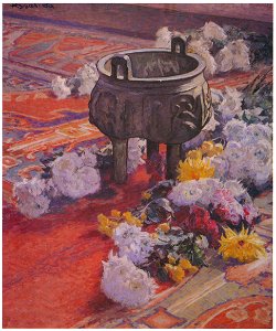Yoshida Hiroshi – Bronze Bowl and Roses [from Fukuoka Art Museum]. Free illustration for personal and commercial use.
