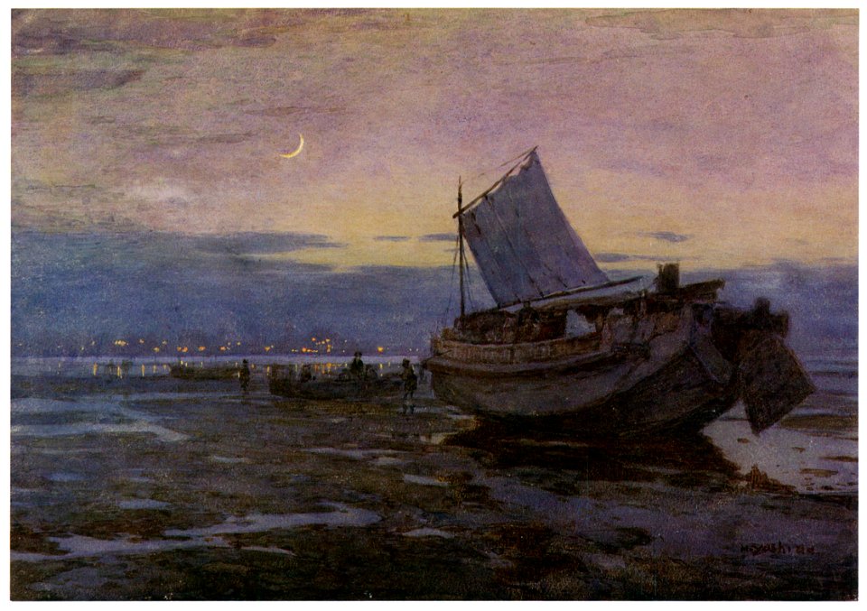 Yoshida Hiroshi – A Tideland at Night [from Fukuoka Art Museum]