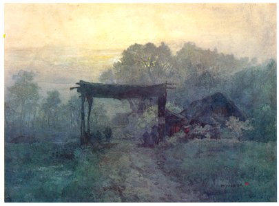 Yoshida Hiroshi – Dawn in the Farm Village [from Fukuoka Art Museum]. Free illustration for personal and commercial use.