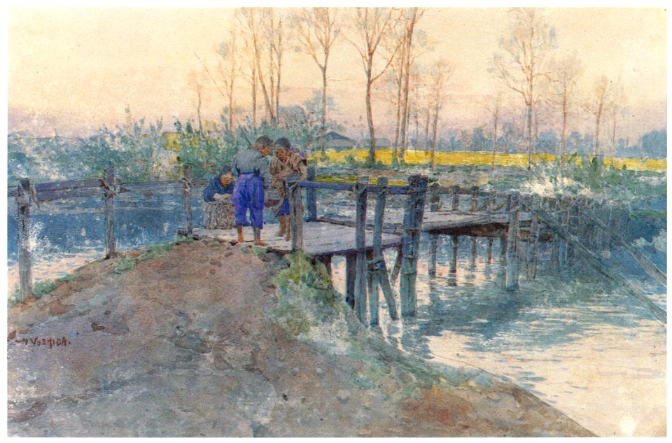 Yoshida Hiroshi – Bridge in the Village [from Fukuoka Art Museum]. Free illustration for personal and commercial use.