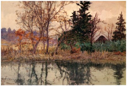Yoshida Hiroshi – The Shores of a Pond [from Fukuoka Art Museum]. Free illustration for personal and commercial use.