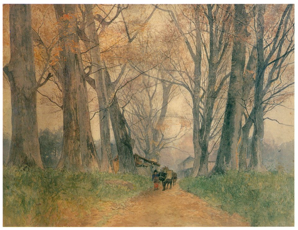 Yoshida Hiroshi – A Cluster of Trees in Winter [from Fukuoka Art Museum]