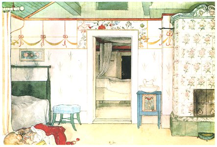 Carl Larsson – Brita’s Forty Winks [from Our Home]. Free illustration for personal and commercial use.