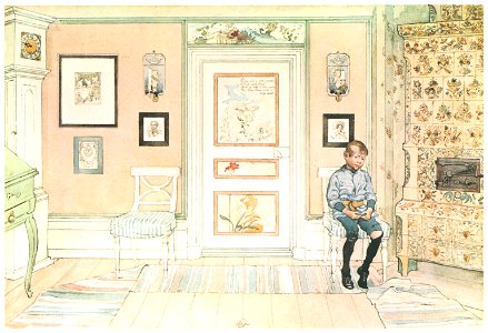 Carl Larsson – In the Corner [from Our Home]. Free illustration for personal and commercial use.