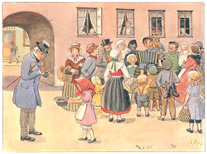 Elsa Beskow – Plate 14 [from Uncle Blue’s New Boat]. Free illustration for personal and commercial use.