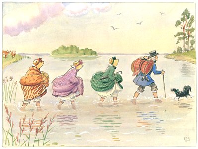 Elsa Beskow – Plate 11 [from Uncle Blue’s New Boat]. Free illustration for personal and commercial use.
