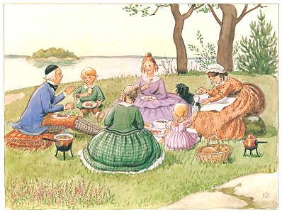 Elsa Beskow – Plate 5 [from Uncle Blue’s New Boat]. Free illustration for personal and commercial use.