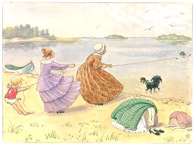Elsa Beskow – Plate 4 [from Uncle Blue’s New Boat]. Free illustration for personal and commercial use.