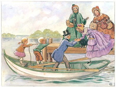 Elsa Beskow – Plate 2 [from Uncle Blue’s New Boat]. Free illustration for personal and commercial use.
