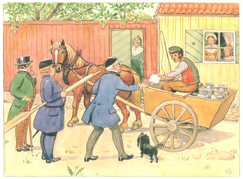 Elsa Beskow – Plate 13 [from Uncle Blue’s New Boat]. Free illustration for personal and commercial use.