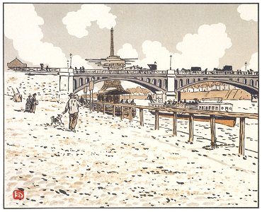 Henri Rivière – Du pont de Grenelle [from Les Trente-six Vues de la tour Eiffel]. Free illustration for personal and commercial use.