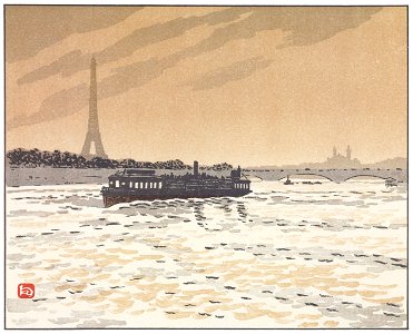 Henri Rivière – Du quai de la Conférence [from Les Trente-six Vues de la tour Eiffel]. Free illustration for personal and commercial use.