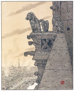 Henri Rivière – De Notre-Dame [from Les Trente-six Vues de la tour Eiffel]. Free illustration for personal and commercial use.