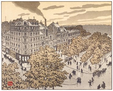 Henri Rivière – Du boulevard de Clichy [from Les Trente-six Vues de la tour Eiffel]. Free illustration for personal and commercial use.