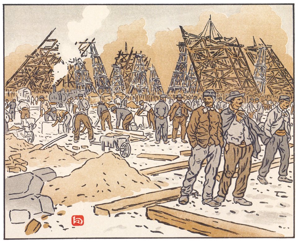 Henri Rivière – Les Chantiers de la tour Eiffel [from Les Trente-six Vues de la tour Eiffel]