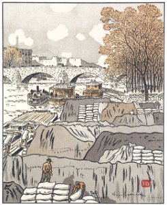Henri Rivière – Du pont des Saints-Pères [from Les Trente-six Vues de la tour Eiffel]. Free illustration for personal and commercial use.