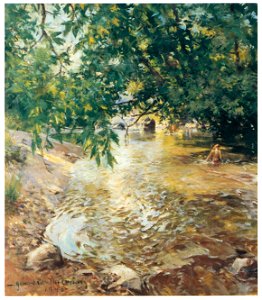 Howard Chandler Christy – Meadow Wee River: Powlet, VT [from The Great American Illustrators]. Free illustration for personal and commercial use.