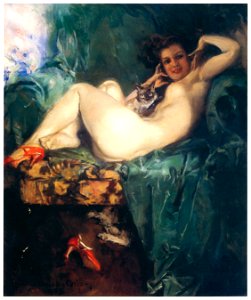 Howard Chandler Christy – Nude with Cat [from The Great American Illustrators]