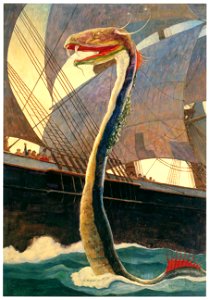 N. C. Wyeth – The Sea Serpent [from The Great American Illustrators]. Free illustration for personal and commercial use.