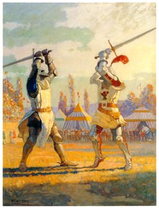 N. C. Wyeth – Sir Nigel Sustains England’s Honor in the Lists [from The Great American Illustrators]. Free illustration for personal and commercial use.