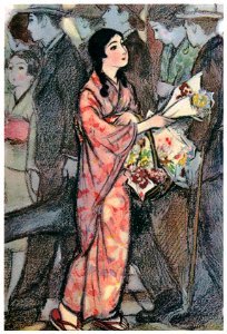 Sudō Shigeru – Flower Seller [from Sudō Shigeru Lyric Art Book]. Free illustration for personal and commercial use.