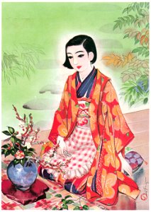Sudō Shigeru – Spring Preparation [from Sudō Shigeru Lyric Art Book]. Free illustration for personal and commercial use.