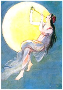 Sudō Shigeru – Moon Whistle [from Sudō Shigeru Lyric Art Book]. Free illustration for personal and commercial use.