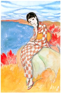 Sudō Shigeru – Autumn Lakeside [from Sudō Shigeru Lyric Art Book]. Free illustration for personal and commercial use.
