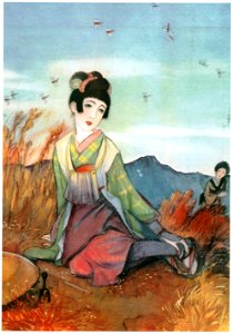 Sudō Shigeru – Otsuru, The Infant Pilgrim [from Sudō Shigeru Lyric Art Book]. Free illustration for personal and commercial use.