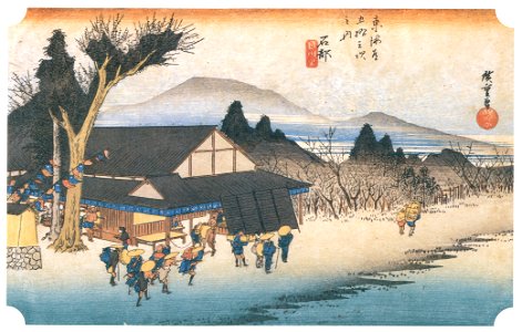 Utagawa Hiroshige – 51st station : Ishibe [from The Fifty-three Stations of the Tōkaidō (Hoeido Edition)]. Free illustration for personal and commercial use.