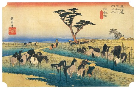 Utagawa Hiroshige – 39th station : Chiryu [from The Fifty-three Stations of the Tōkaidō (Hoeido Edition)]. Free illustration for personal and commercial use.