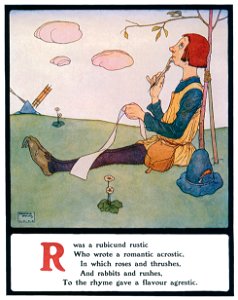 Edmund Dulac – R was a rubicund rustic [from Lyrics Pathetic & Humorous from A to Z]. Free illustration for personal and commercial use.