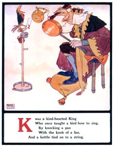 Edmund Dulac – K was a kind-hearted King [from Lyrics Pathetic & Humorous from A to Z]. Free illustration for personal and commercial use.