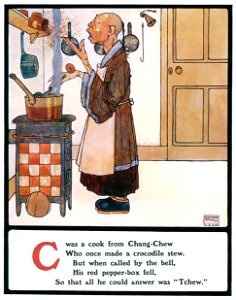 Edmund Dulac – C was a cook from Chang-Chew [from Lyrics Pathetic & Humorous from A to Z]. Free illustration for personal and commercial use.