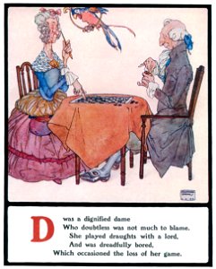 Edmund Dulac – D was a dignified dame [from Lyrics Pathetic & Humorous from A to Z]. Free illustration for personal and commercial use.
