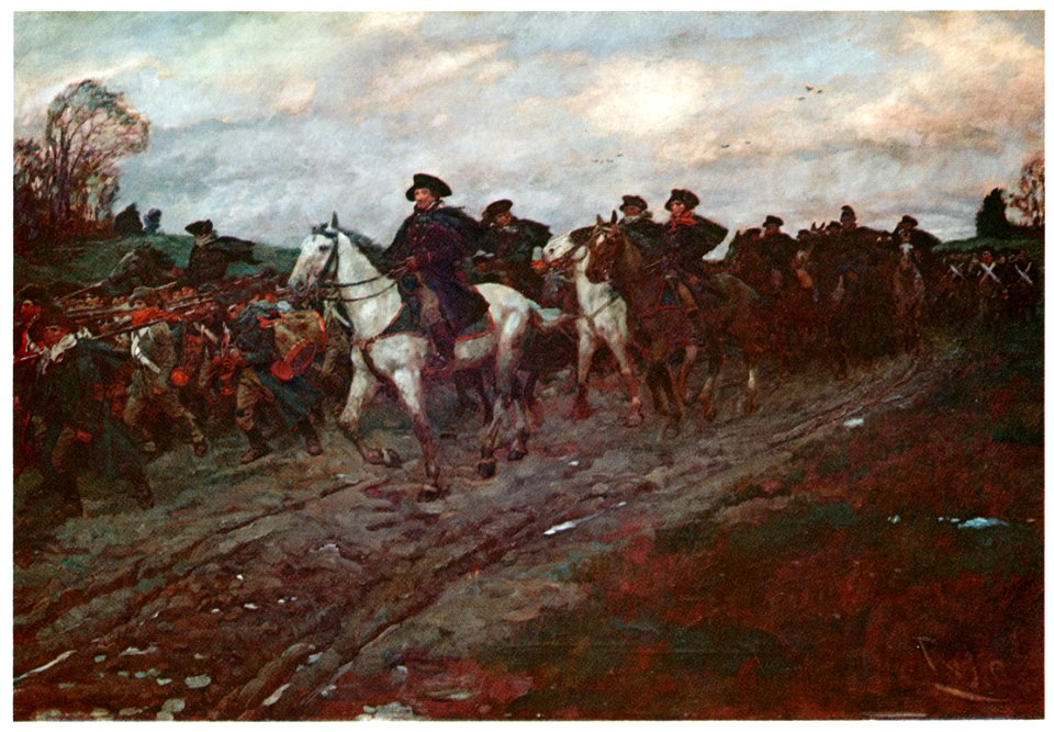 Howard Pyle – The Retreat through the Jerseys (The Story of the Revolution) [from HOWARD PYLE]. Free illustration for personal and commercial use.