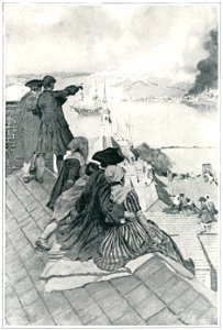 Howard Pyle – Watching The Battle from the Steeple (Dorothy Q) [from HOWARD PYLE]. Free illustration for personal and commercial use.
