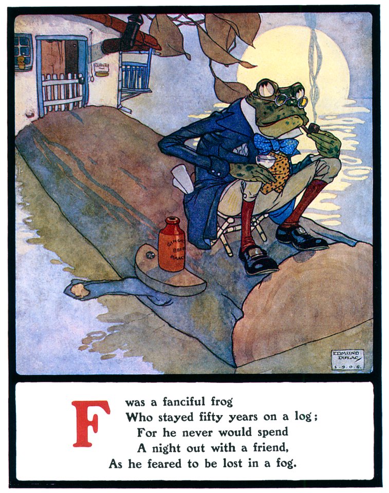 Edmund Dulac – F Was a fanciful frog [from Lyrics Pathetic & Humorous from A to Z]