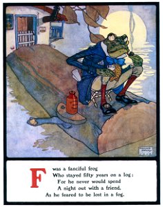 Edmund Dulac – F Was a fanciful frog [from Lyrics Pathetic & Humorous from A to Z]. Free illustration for personal and commercial use.