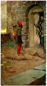 Howard Pyle – At the Gate of the Castle (Peire Vidal, Troubadour) [from HOWARD PYLE]. Free illustration for personal and commercial use.