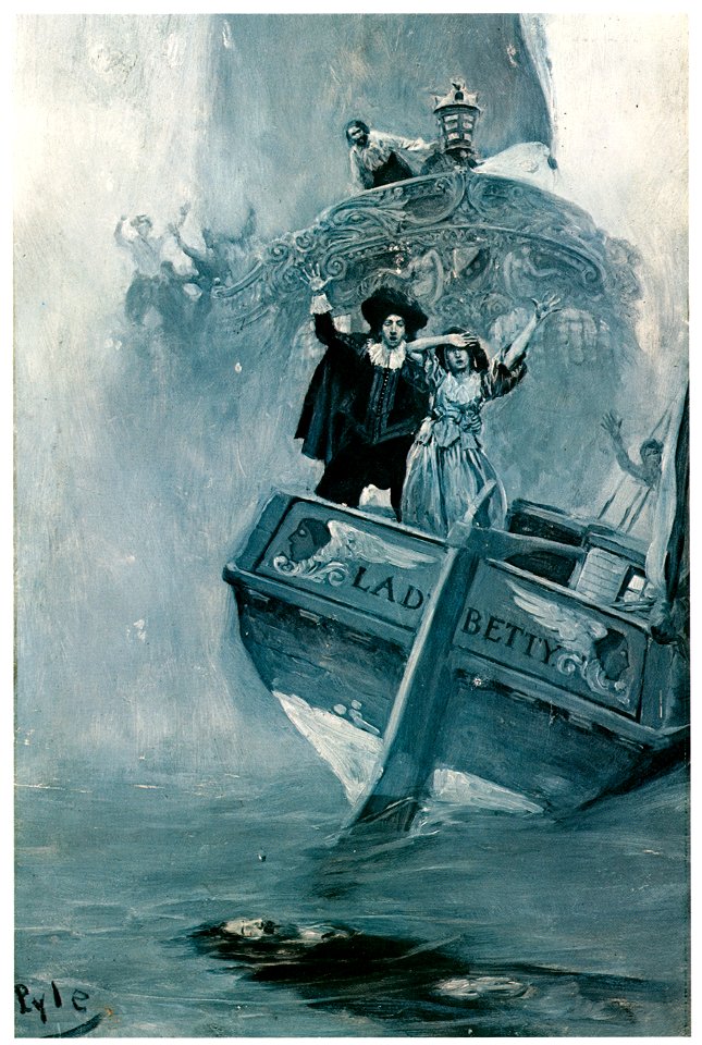 Howard Pyle – “Let me go to him!!” she shrieked, in her anguish of soul (Sir Christopher) [from HOWARD PYLE]. Free illustration for personal and commercial use.