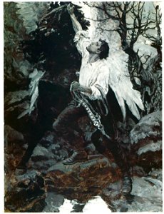 Howard Pyle – Fast Flew the Black Winged Horse (The Garden Behind the Moon) [from HOWARD PYLE]. Free illustration for personal and commercial use.