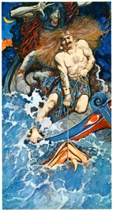 Howard Pyle – Study for The Fishing of Thor and Hymir (North Folk Legends of the Sea) [from HOWARD PYLE]. Free illustration for personal and commercial use.