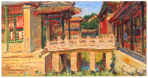 Nakazawa Hiromitsu – Chō-Kō-Rō in Beihai Park, Beijing [from Nakazawa Hiromitsu: Retrospective Exhibition of Commemorating the 140th Anniversaly of the Artist’s Birth]. Free illustration for personal and commercial use.